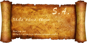 Stánicz Absa névjegykártya